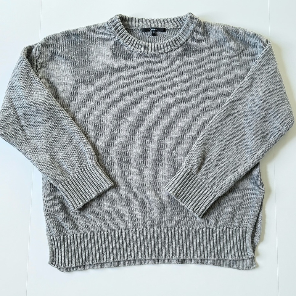 Quince grey/blue cotton/linen sweater size S